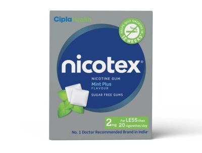 Cipla Nicotex Nicotine Sugar Free Mint Plus Gum 2mg – Quit Smoking Aid (Mint Flavor)