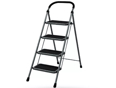 4 Step Ladder, Folding Step Stool with Wide Anti-Slip Pedal - Black