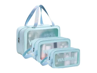 3-in-1 Travel Cosmetic & Toiletry Organizer Bags - Blue
