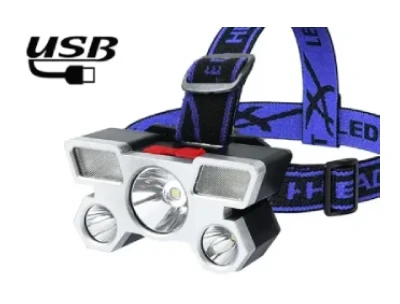 Rechargeable 5 LED Head Lamp with Red VIP Light Head Light Flashlight Torch