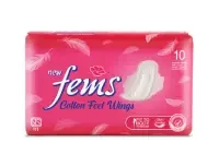 Fems Cotton Wings Sanitary Napkins Pack - 10Pcs