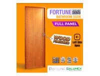 ALUMEX Fortune Full Panel Bathroom Door - Wood Finish (Left Side)
