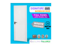 ALUMEX Signature Full Panel Bathroom Door with Middle Bar - White Finish (Right Side)