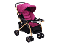 BaoBaoHao Two-way Stroller Baby Carriage with Adjustable Seat can Sit and Lie Down, Stroller with Awning Storage Basket Footrest - Purple