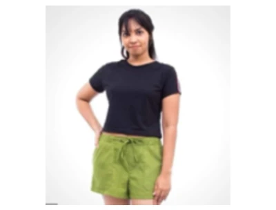 Linen Short with Front Knot - Green Color