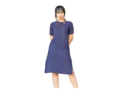 Navy Blue Solid Pocket Dress