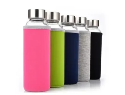 Outdoor Portable Borosilicate Glass Drinking Bottle Silica Gel Sleeve Glass Water Bottle