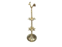 Traditional 18 inch Brass Oil Lamp - 2 Trays