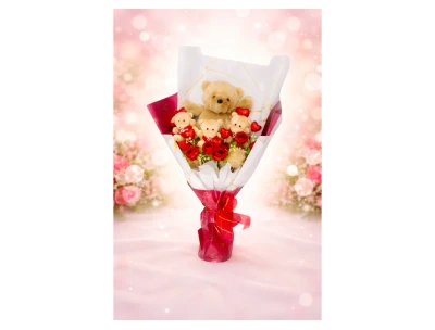 Golden Teddies With Chocolate Hearts