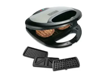 BLACK+DECKER 2 Slice Multiplate Sandwich + Grill + Waffle Maker