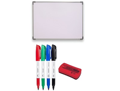 Magnetic Whiteboard - 4x3 Feet - with Marker and Duster Set