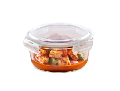 Borosil Klip n Store Round Glass Container - 400ml