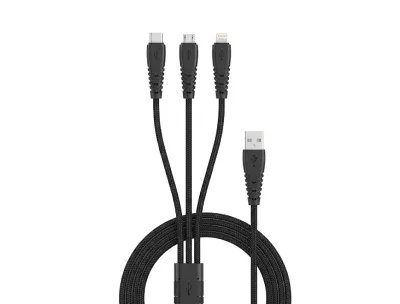 Three-in-One Multi Charging Cable (Micro USB, USB Type C and Lightning )