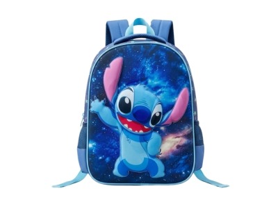 3D Kids Preschool Bag - Single Pocket - Stitch Blue (12H x 10L x 5W)