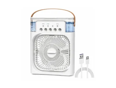 Portable USB Air Cooler Fan with Humidifier & LED Night Light