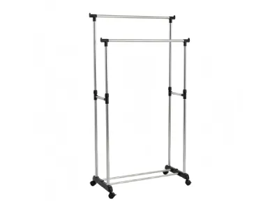 Adjustable Double Pole Clothes Hanger Stand