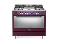 Elba 4 Gas Burner + 2 Electric Plate Cooker with Electric Oven 90CM - Red