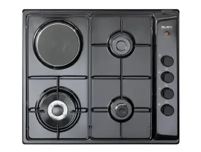 ELBA Hob 3 Gas + 1 Electric Plate with Safety  (60cm) - Black