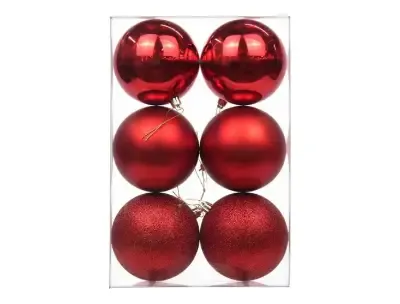 Red Color Big Ball Ornaments (5 cm)- 6 Pcs