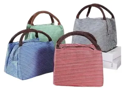 Striped Insulated Lunch Box Bag