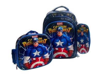 3 in 1 Trolley Bag without Trolley - Captain America Smile (17H x 13L x 7.5W)