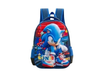 3D Kids Preschool Bag - Single Pocket - Sonic (12H x 10L x 5W)