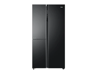 Haier 598L Side By Side Triple Door Inverter Refrigerator - Black Glass