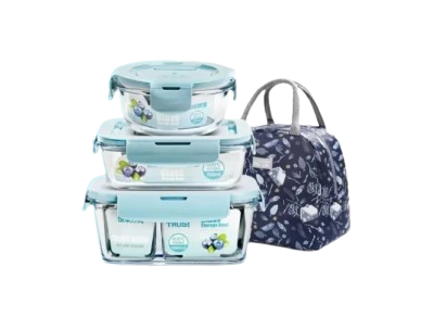 3 Pcs Glass Food Container Set with Bag