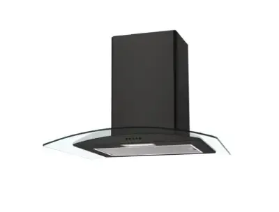 Candy Curved 60cm Glass Hood Black Painted Body + Tempered Glass