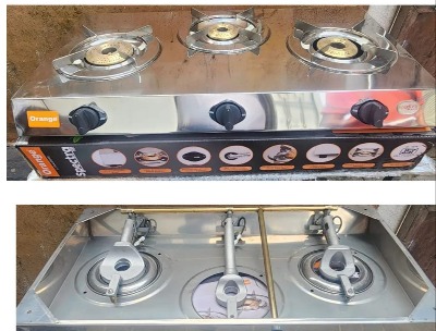 Orange 3-Burner Stainless Steel Gas Cooker (Spectra Model)
