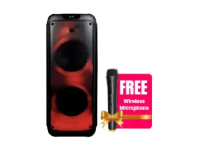 JVC Portable Party Speaker 1800W PMPO Wireless Mic & Remote Control - Black