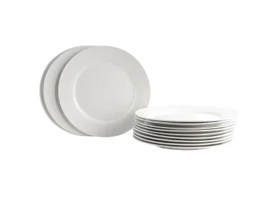 Pure White Ceramic Dinner Plates 02 Pcs