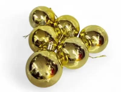 Gold Color Christmas Decoration Hanging – Ornate Baubles Assorted Colours (6.5 cm) - 6 Pcs