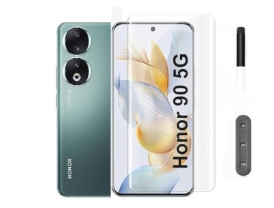 Honor 90 Full Coverage UV Tempered Glass Screen Protector with Easy Installation Kit (1 Pack)