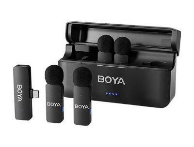 Boya By V4u Ultracompact 4 Person Wireless Microphone System With Usb C Connector For Mobile Devices