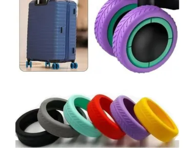 Silicone Luggage Wheel Protectors - Noise Reducing Covers (4pcs)