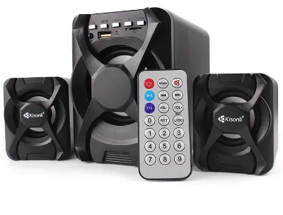 Kisonli U2500BT - 2.1 Channel Multimedia Bluetooth Speaker System - Black