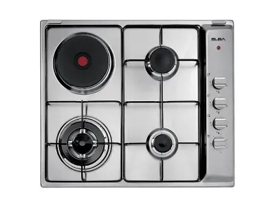 ELBA 60cm Hob Gas + 1 Electric Plate with Safety - Silver -ES60-310XE