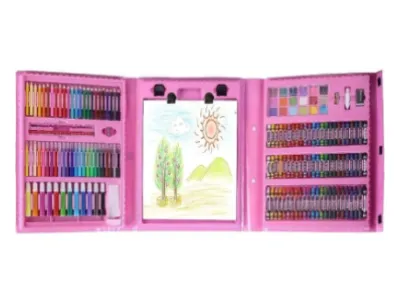 Deluxe 208pcs Kids Art Set – Drawing & Coloring Kit (Pink)