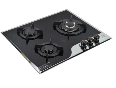 Puresonic Built In 3 Burner Glass Top Gas Hob - Black