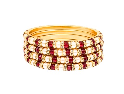 Pearl Bangles with Purple Stone – 23cm