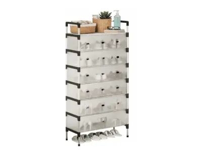 7 Layer Metal Shoe Rack with Dustproof Cover