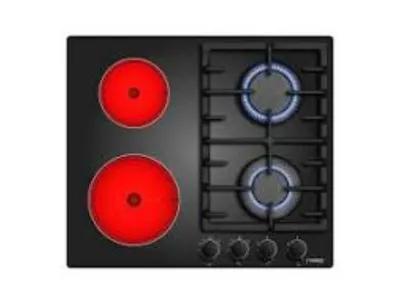 Glass Top Built-In Hob with 2 Gas and 2 Electric Burners