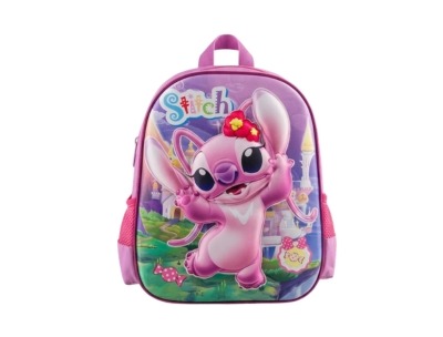 3D Kids Preschool Bag - Single Pocket - Stitch Pink (12H x 10L x 5W)