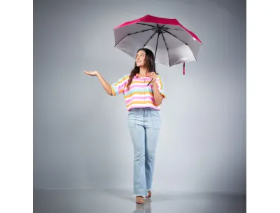 Rainco Frame with Nylon Silver Fabric Umbrella – 3 Fold