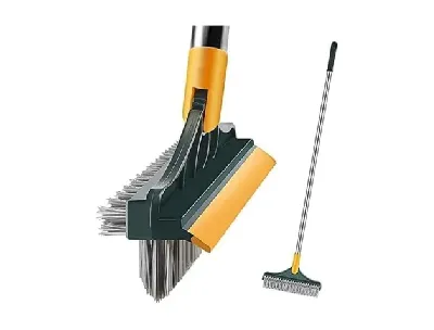 3-in-1 Bathroom Cleaning Brush with Wiper and Long Handle