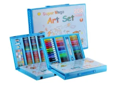 208 Piece Art Set, Artist Sketching Drawing & Painting Set with Case Art Kit for Kids Teens - Blue