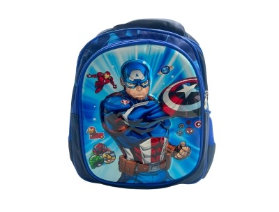 3D Kids Preschool Bag - Double Pocket - Captain America(12H x 10L x 5W)