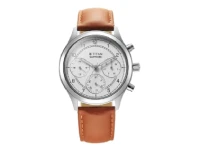 Titan Sapphire Quartz Multifunction White Dial Leather Strap Men's Watch