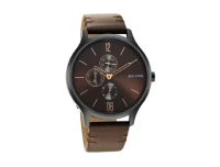 Sonata Quartz Multifunction Brown Dial Leather Strap Men's Watch